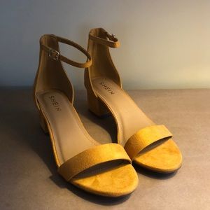 Vegan Suede Low Block Heel Sandals